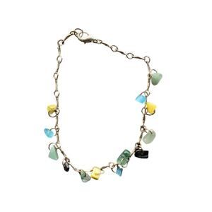 Colorful Glass Stone Charm Silver Tone Bracelet